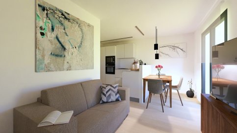 Imatge de la recreació dels habitatges amb serveis